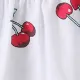 100% Cotton Cherry Print Backless Sleeveless Baby Dress White
