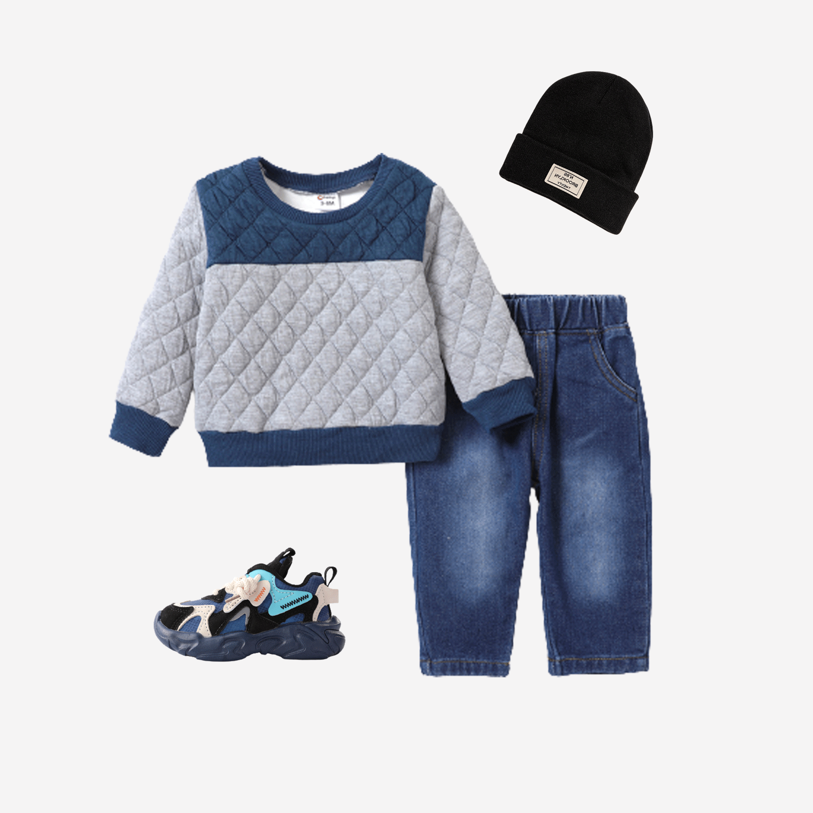 2pcs Baby Boy Stylish Avant-Garde Set Dark Blue image 2