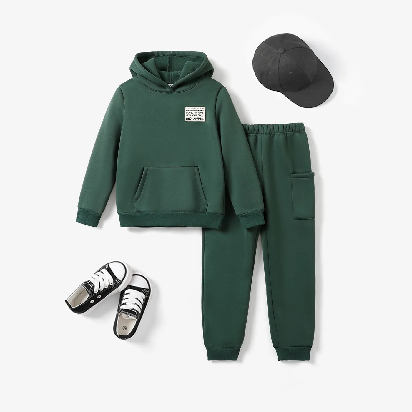 2pcs Kid/Toddler Boy Casual Solid Hooded Set/Shoes/Cap