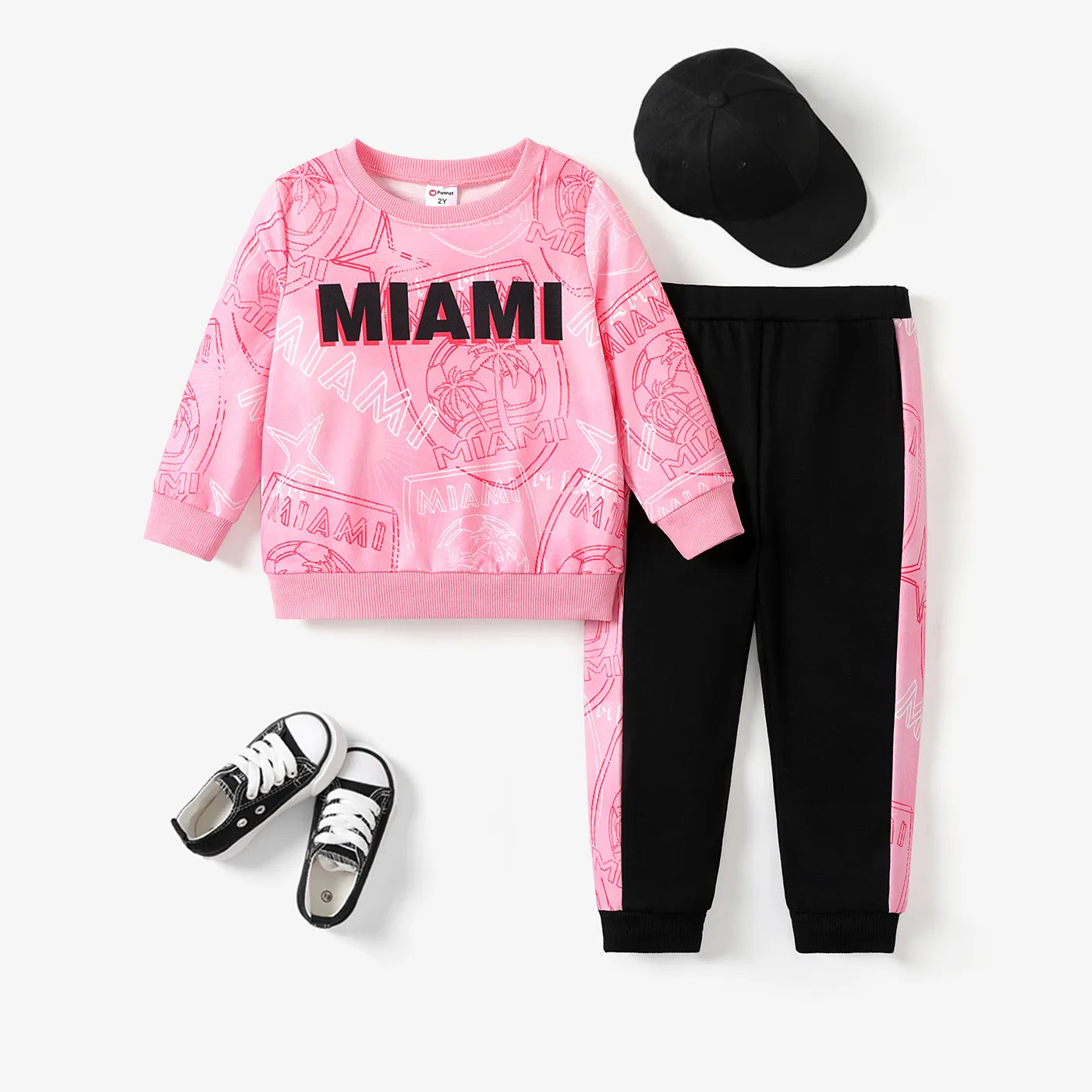 2pcs Toddler Baby Girl/Boy Sporty Sweatshirt Set Pink image 2