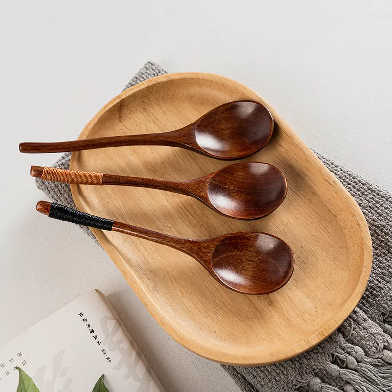 Creative domestic small soup spoon honey spoon jam wooden spoon children's small wooden spoon ladle Color-C image 3