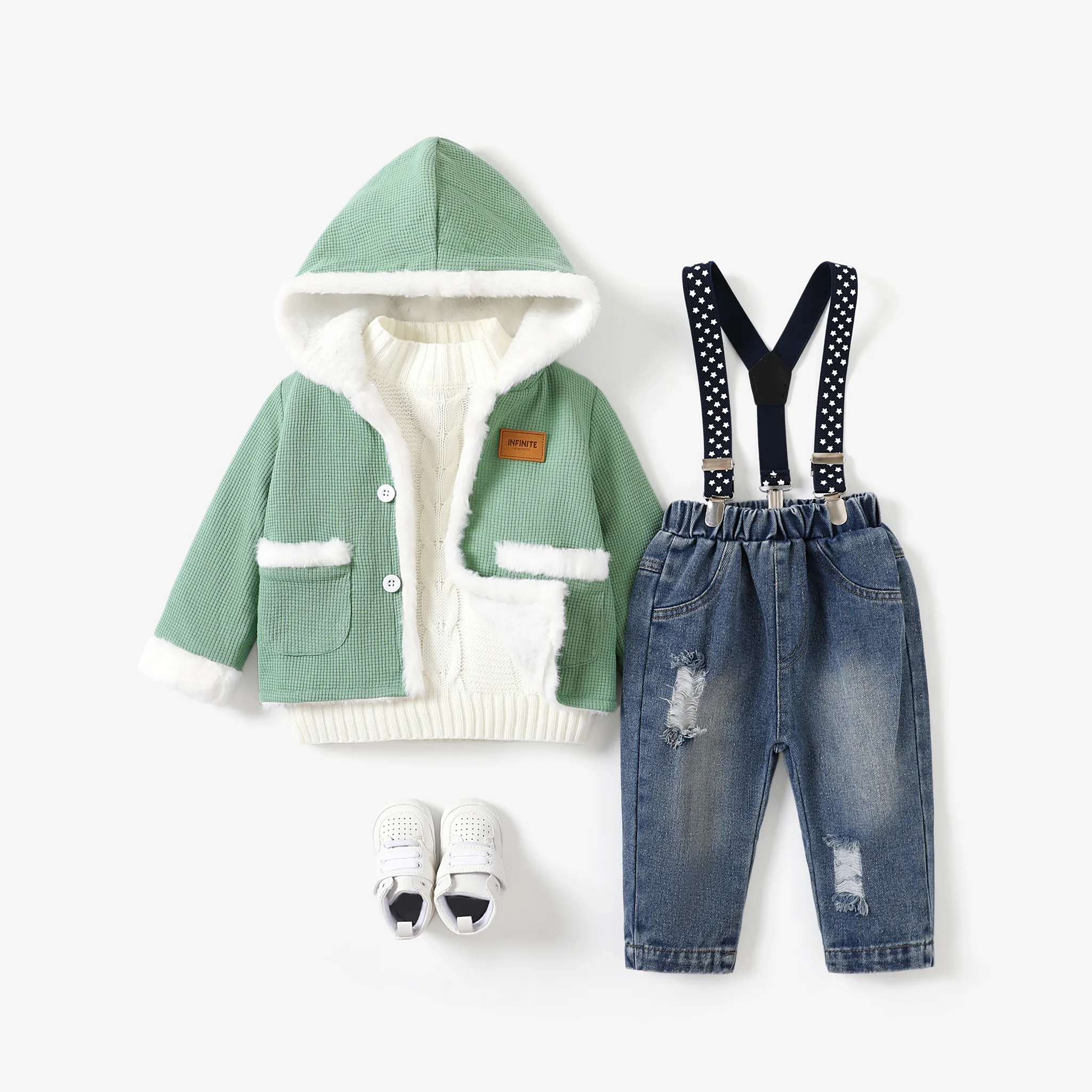Baby Girl/Boy Avant-garde Fashionable Solid Color Thick Coat  Turquoise image 2