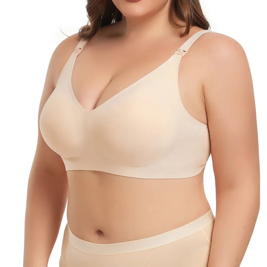 Comfortable jelly gel nursing bra with front fastening, seamless and soft wireless pregnancy nursing