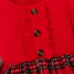 Toddler Girl Classic Grid/Houndstooth Design Christmas  Ruffle Dress   image 6