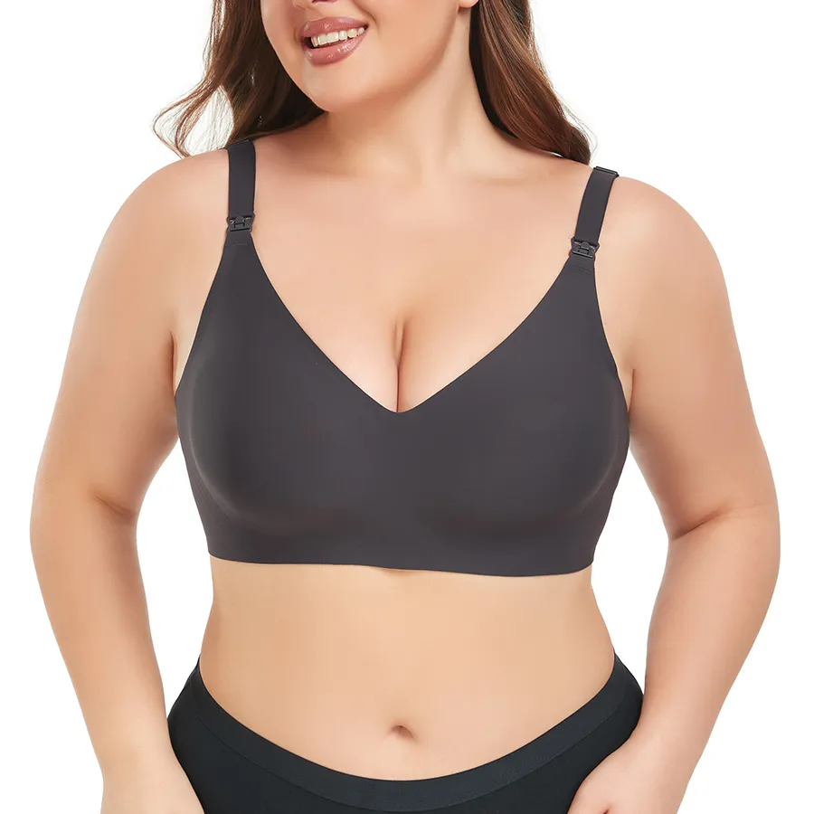 Comfortable jelly gel nursing bra with front closure for breastfeeding Black