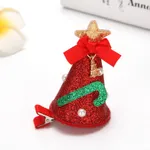 adults/Children likes Christmas hat hair clips with pearls and bow tie Red
