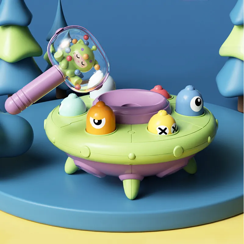 Hand-Eye Training Whack-a-Mole Tabletop Toy with Flying Saucer Design, Ideal for Improving Concentration and Coordination Green image 3