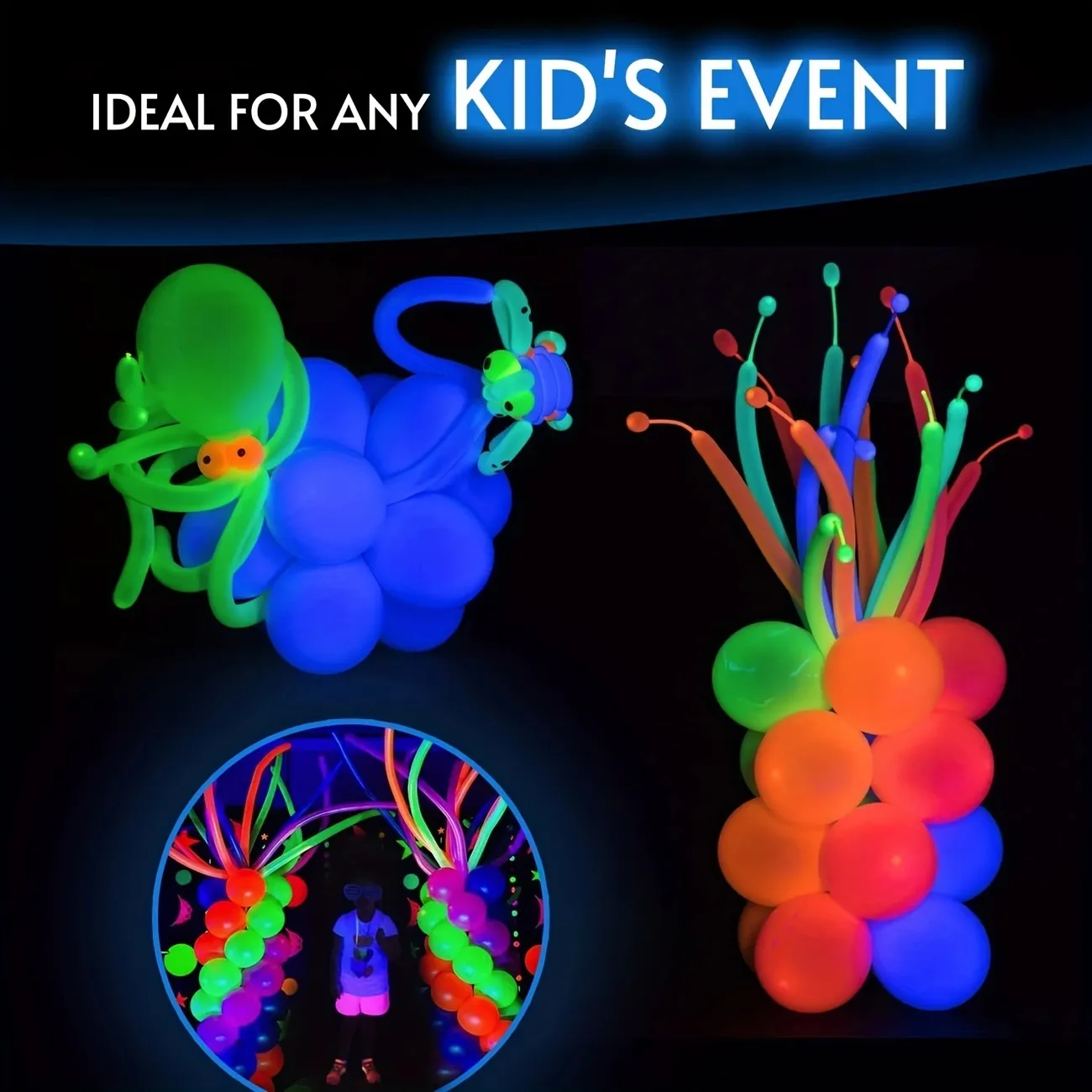 Paquet de 20 ballons néon fluorescents UV pour la décoration de fête et les tours de magie Couleur-B big image 1