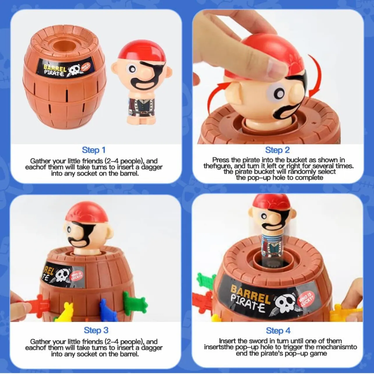 Pirate Popups Family Gathering Games, Childrens Funny Pirate Toy Cubes Color-A image 3