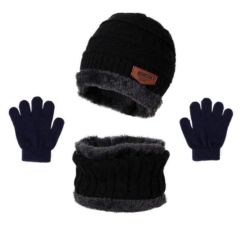 Toddler/kids Essential warm suit in winter, Plush hat  scarf and gloves. Black