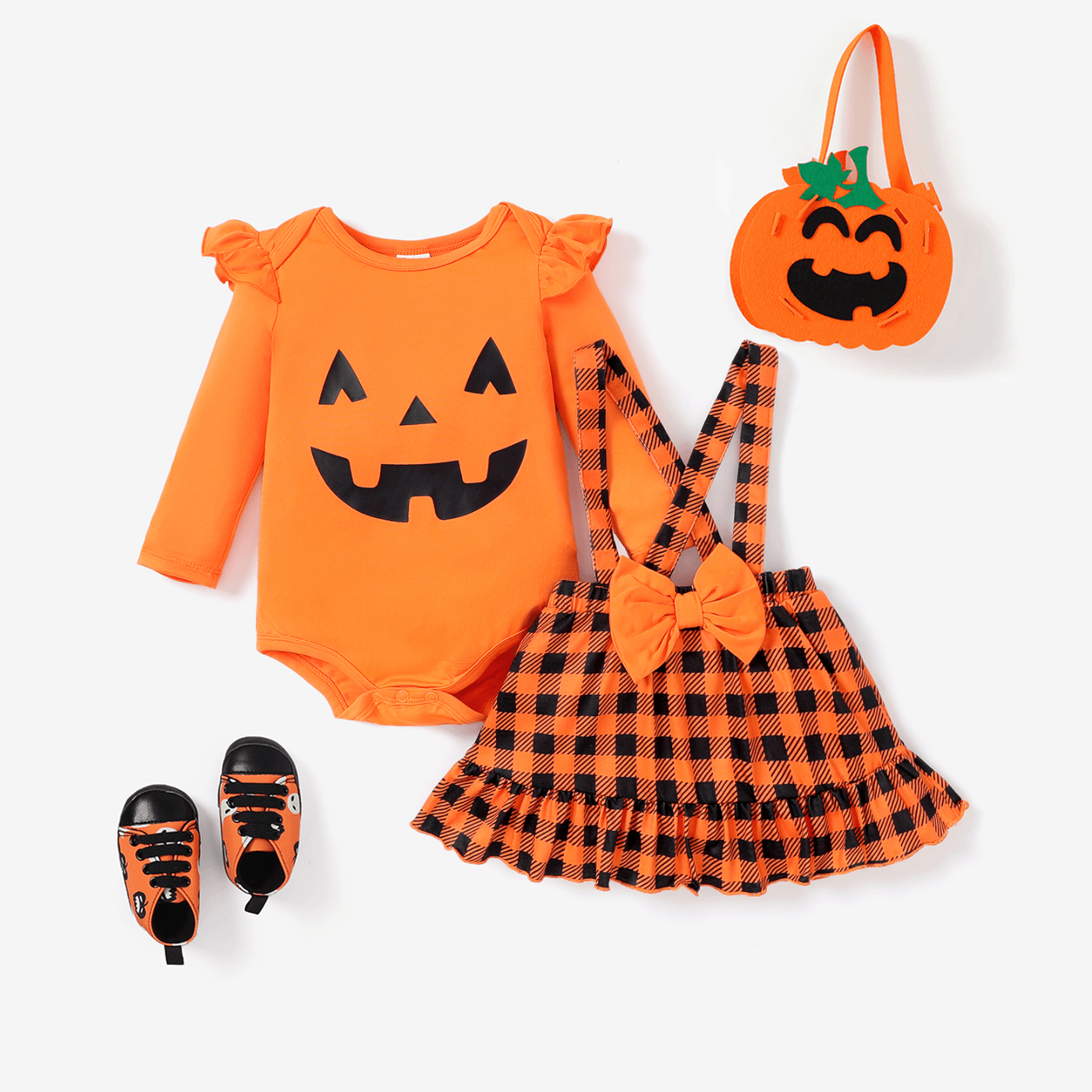 

2PCS Baby Girl Halloween Sweet Flutter Sleeve Dress Set