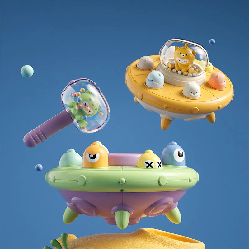 Hand-Eye Training Whack-a-Mole Tabletop Toy with Flying Saucer Design, Ideal for Improving Concentration and Coordination Green image 2
