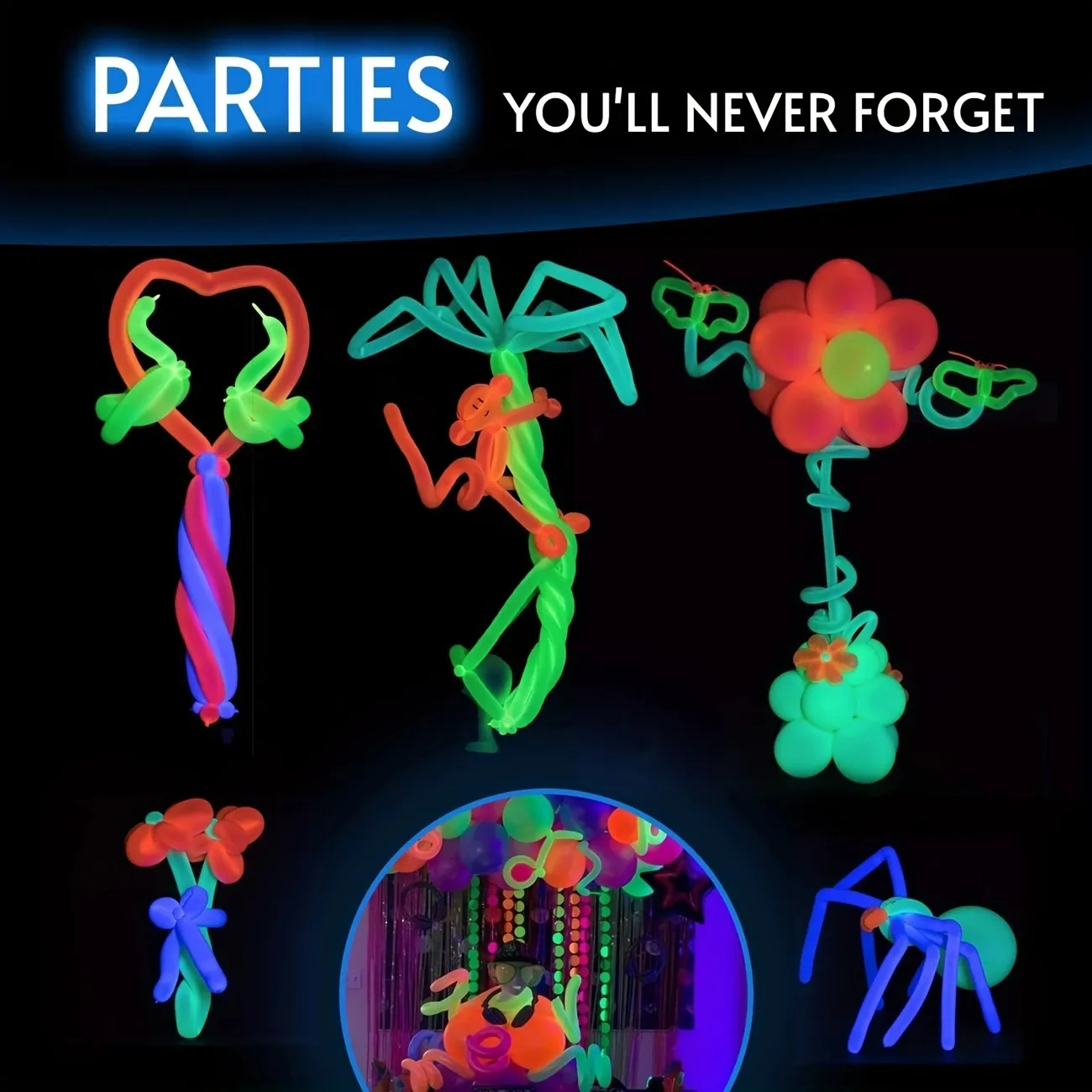 20er-Pack UV-fluoreszierende Neonballons für Partydekoration und Zaubertricks Farbe-B big image 1