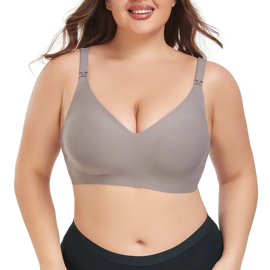 Comfortable jelly gel nursing bra with front closure for breastfeeding PurpleSage