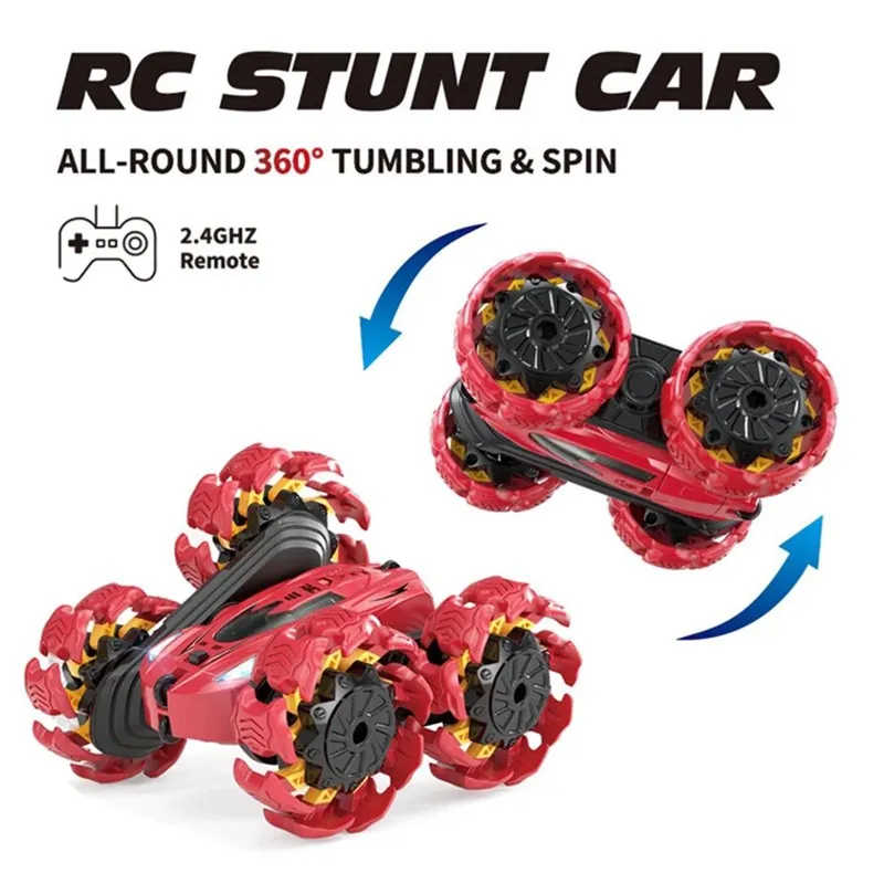 Remote Control Car Toys Double-Sided 360° Rotating 4WD Rc Drift Truck Red image 6