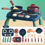 Set of 19 Children's Pretend Play Kitchen Utensils and Tableware Deep Blue