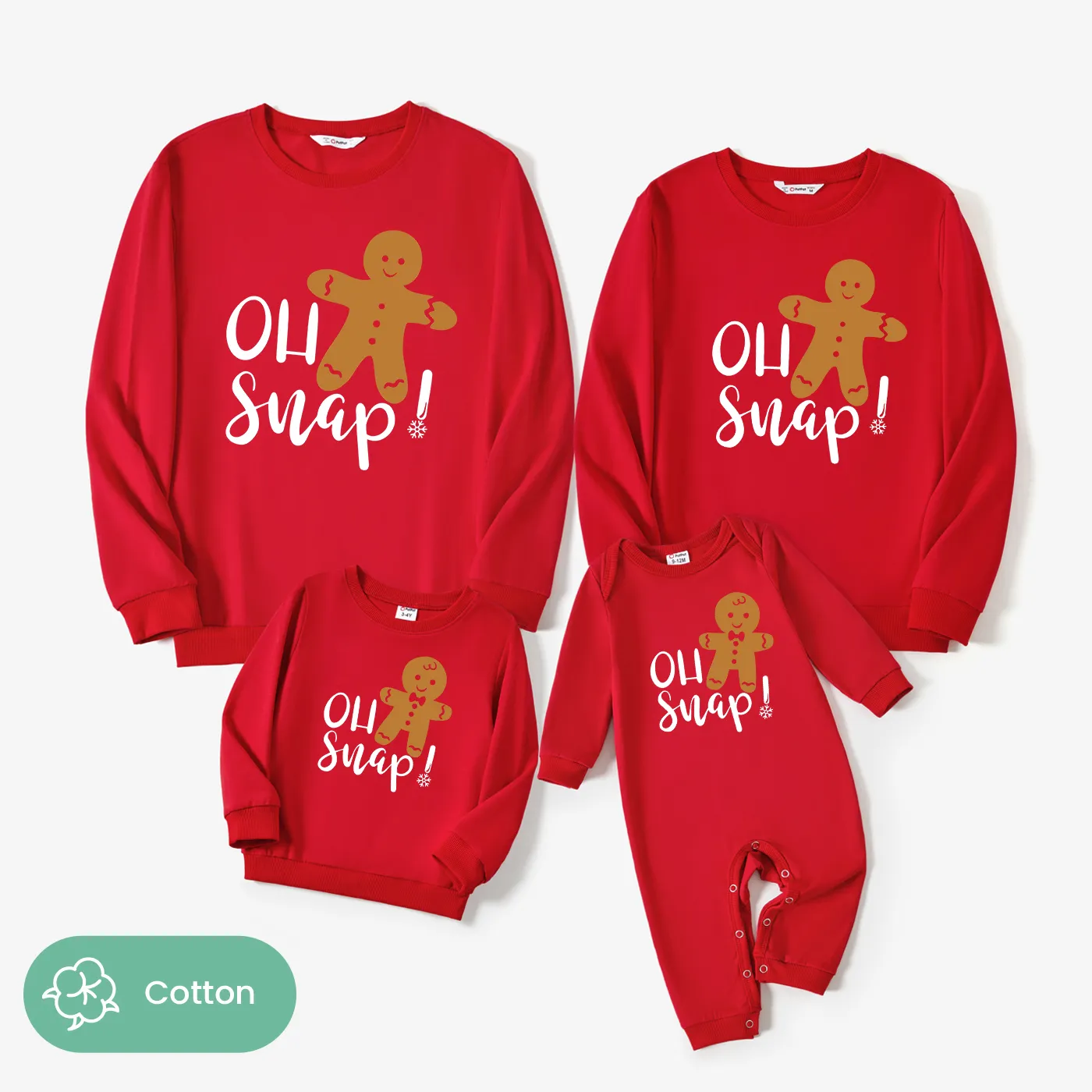Christmas Family Matching Cotton Biscuit Print Long Sleeve Tops  image 2