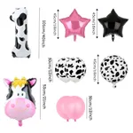 9 Piece Birthday Party Pink Cow Print Latex Balloon Set with Foil Balloons Pink