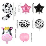 9 Piece Birthday Party Pink Cow Print Latex Balloon Set with Foil Balloons MultiColour
