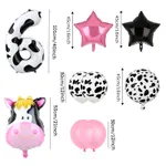 9 Piece Birthday Party Pink Cow Print Latex Balloon Set with Foil Balloons Color-E