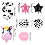 9 Piece Birthday Party Pink Cow Print Latex Balloon Set with Foil Balloons Color-D