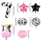 9 Piece Birthday Party Pink Cow Print Latex Balloon Set with Foil Balloons COLOREDSTRIPES