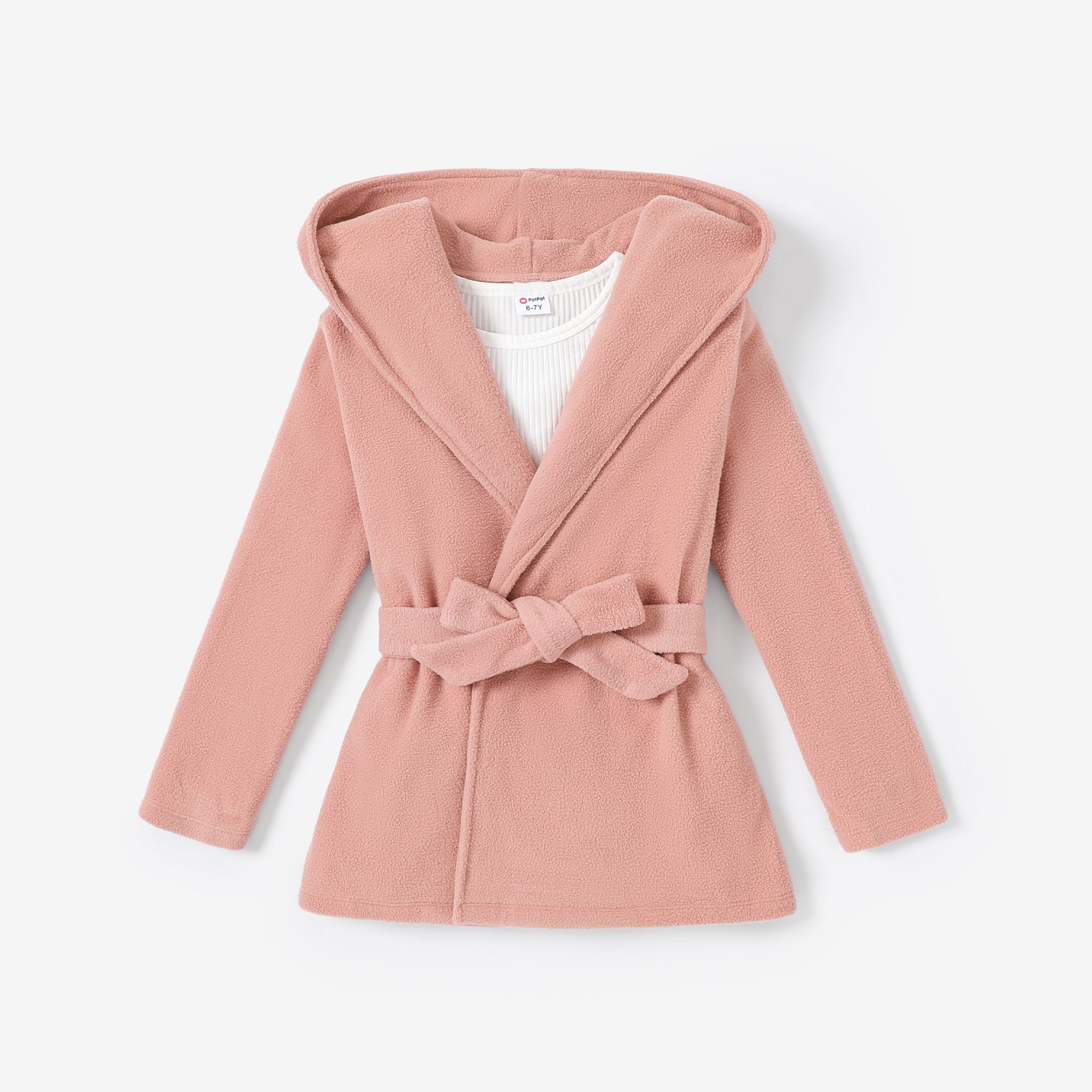 

2PCS Kid Girl Solid color Hooded Coat