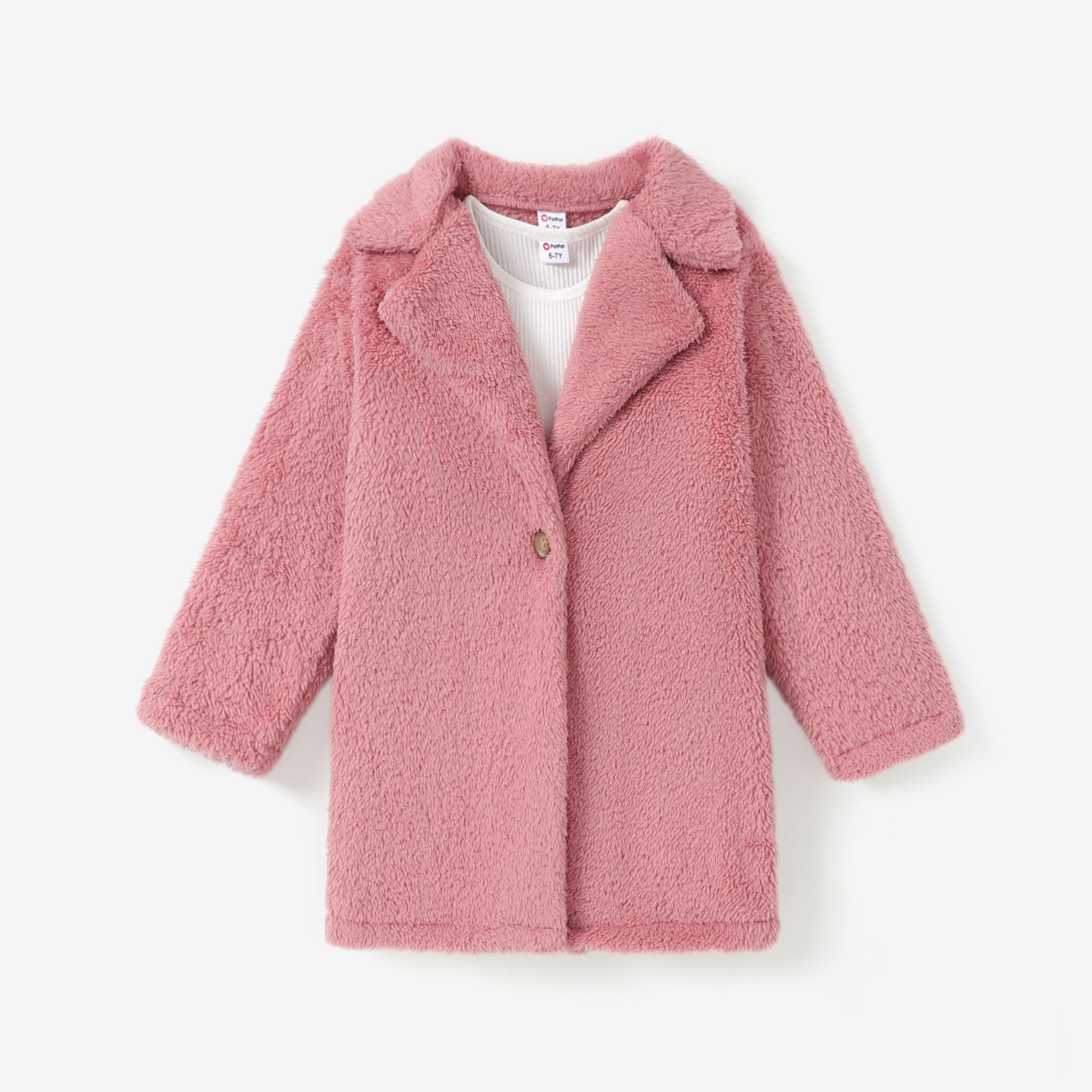 

Kid Girl Solid Color Lapel Coat/Jacket