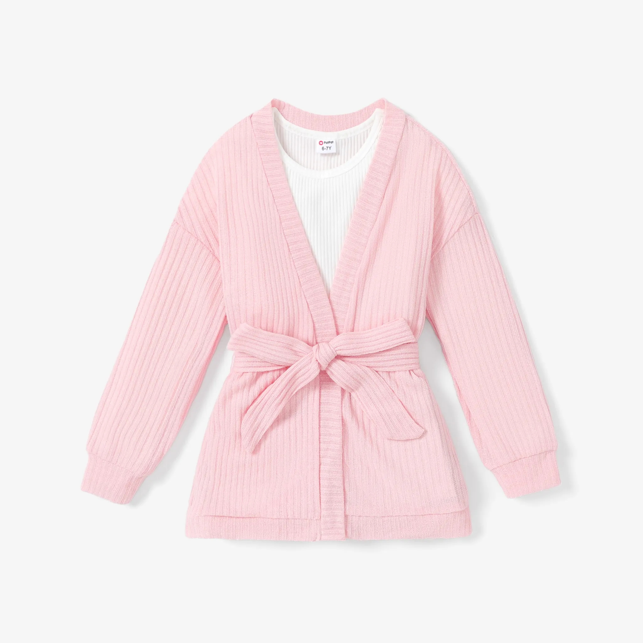  2PCS Kid Girl Solid Color Basic Jacket   Pink image 2