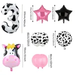 Juego de globos de látex con estampado de vaca rosa de 9 piezas con globos de papel de aluminio Color-B
