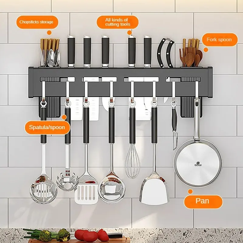 Stainless Steel Wall-Mounted Knife Rack with No Drilling Required  image 6