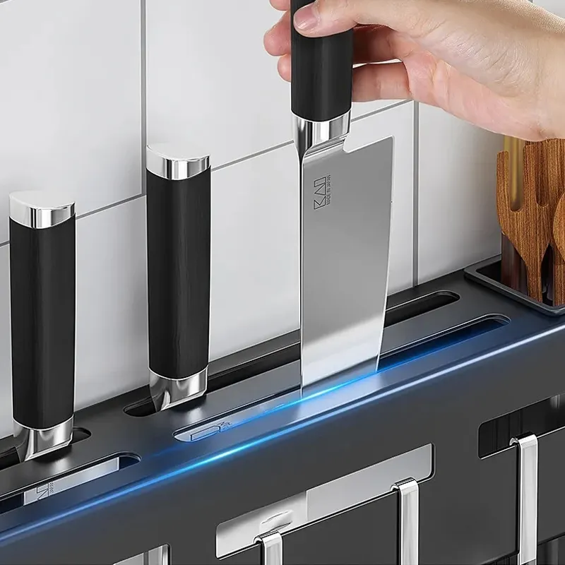 Stainless Steel Wall-Mounted Knife Rack with No Drilling Required  image 5