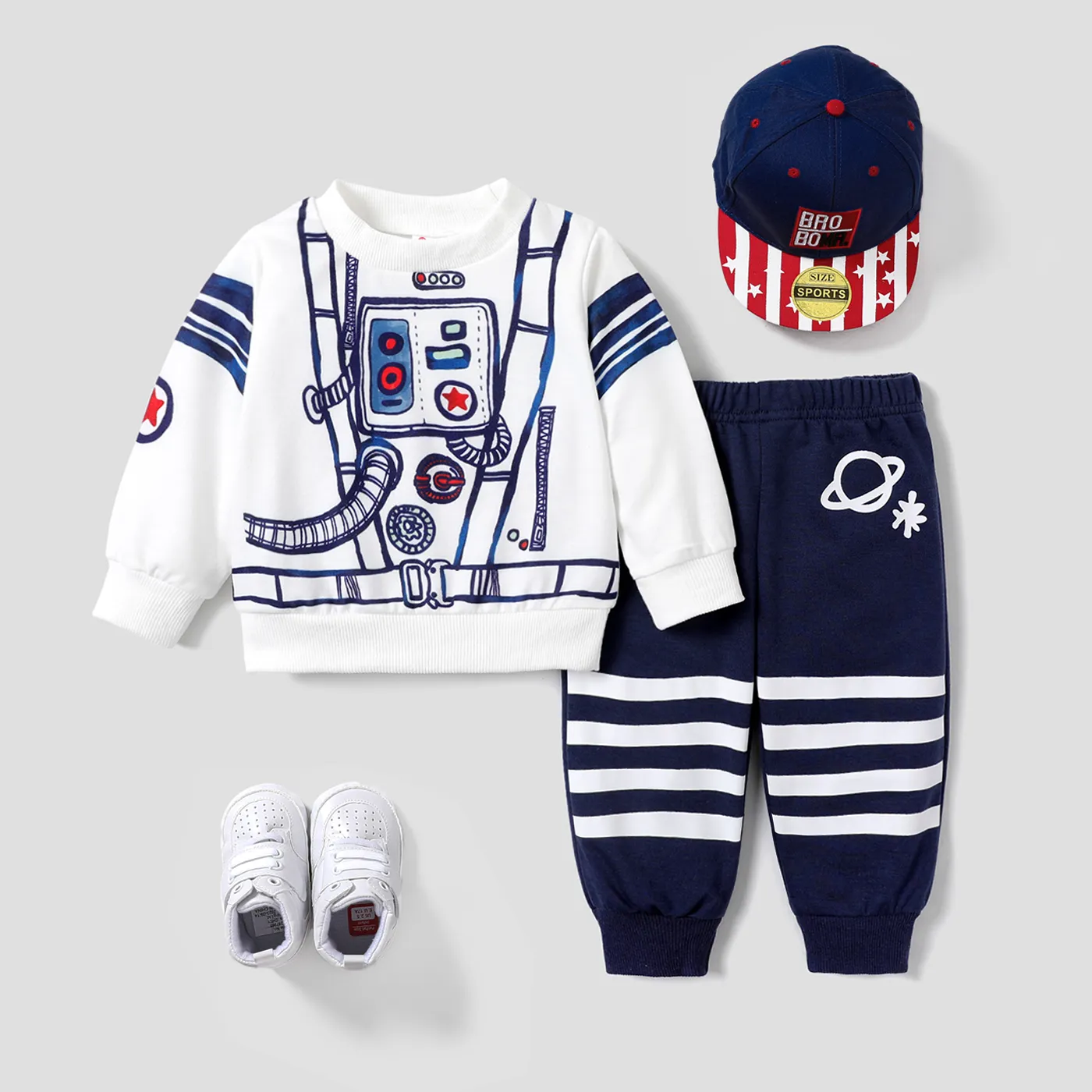 2pcs Baby Boy Astronaut Pattern Design Set
