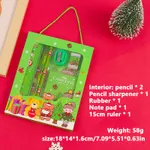 6-Piece Children's Christmas Stationery Set with Gift Packaging Green