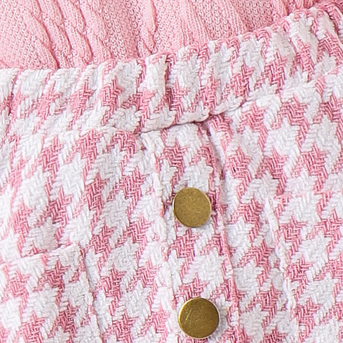2pcs Baby Girl Sweet Grid/Houndstooth  Suit-Dress with Ruffle Edge Hot Pink image 5