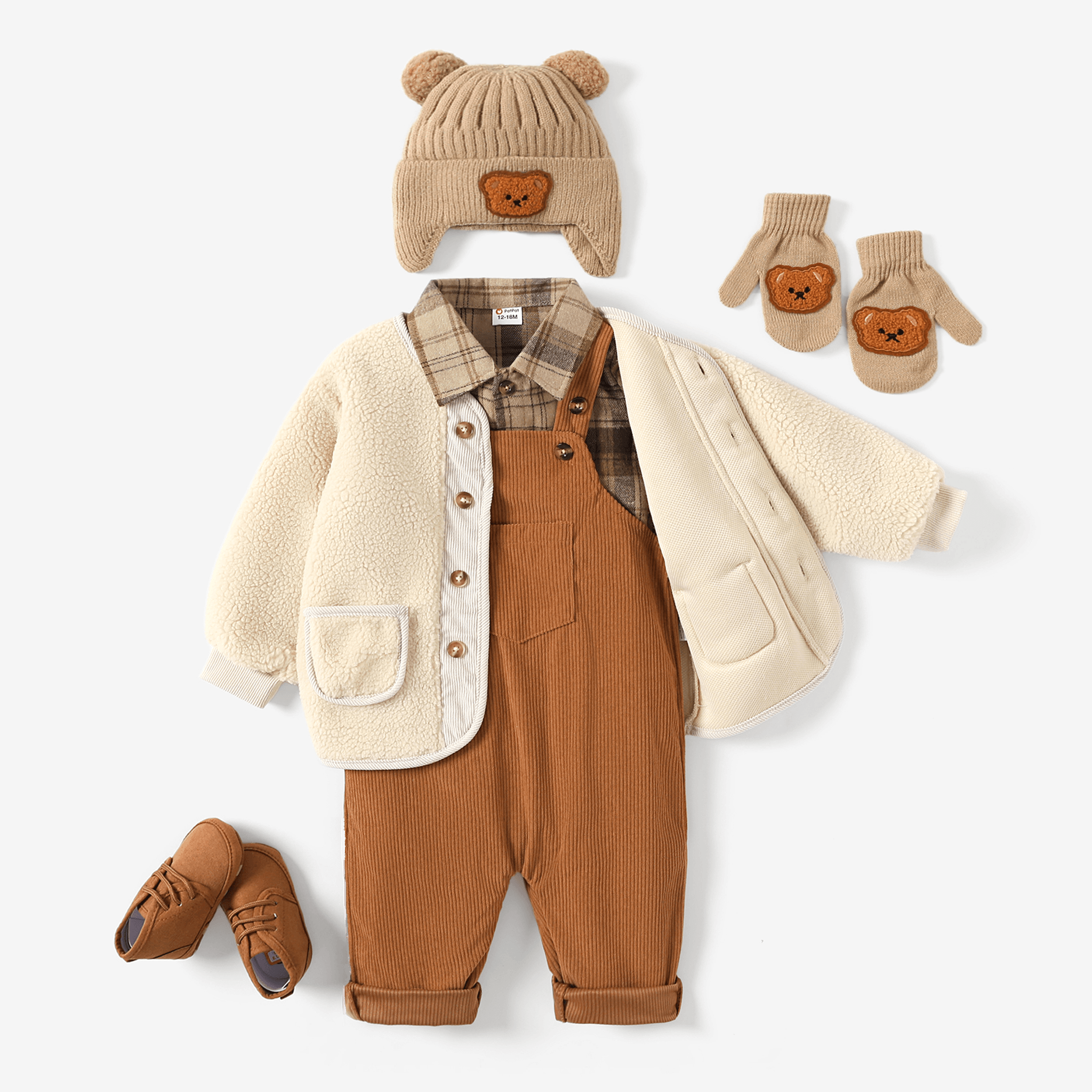 

Baby Girl/Boy Plaid Pattern Set/Coat/Shoes/Hat&Gloves