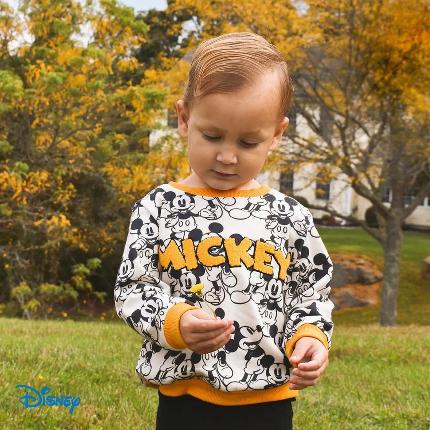 Disney Mickey and Friends Toddler Boys Character Print Sweatshirt with Embroidered Mickey Letter