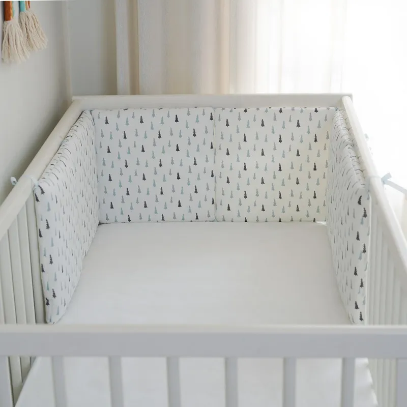 1 pièce 100% coton bébé pare-chocs coussin oreiller pare-chocs dans le berceau tour de protection du lit bébé Bleu big image 1