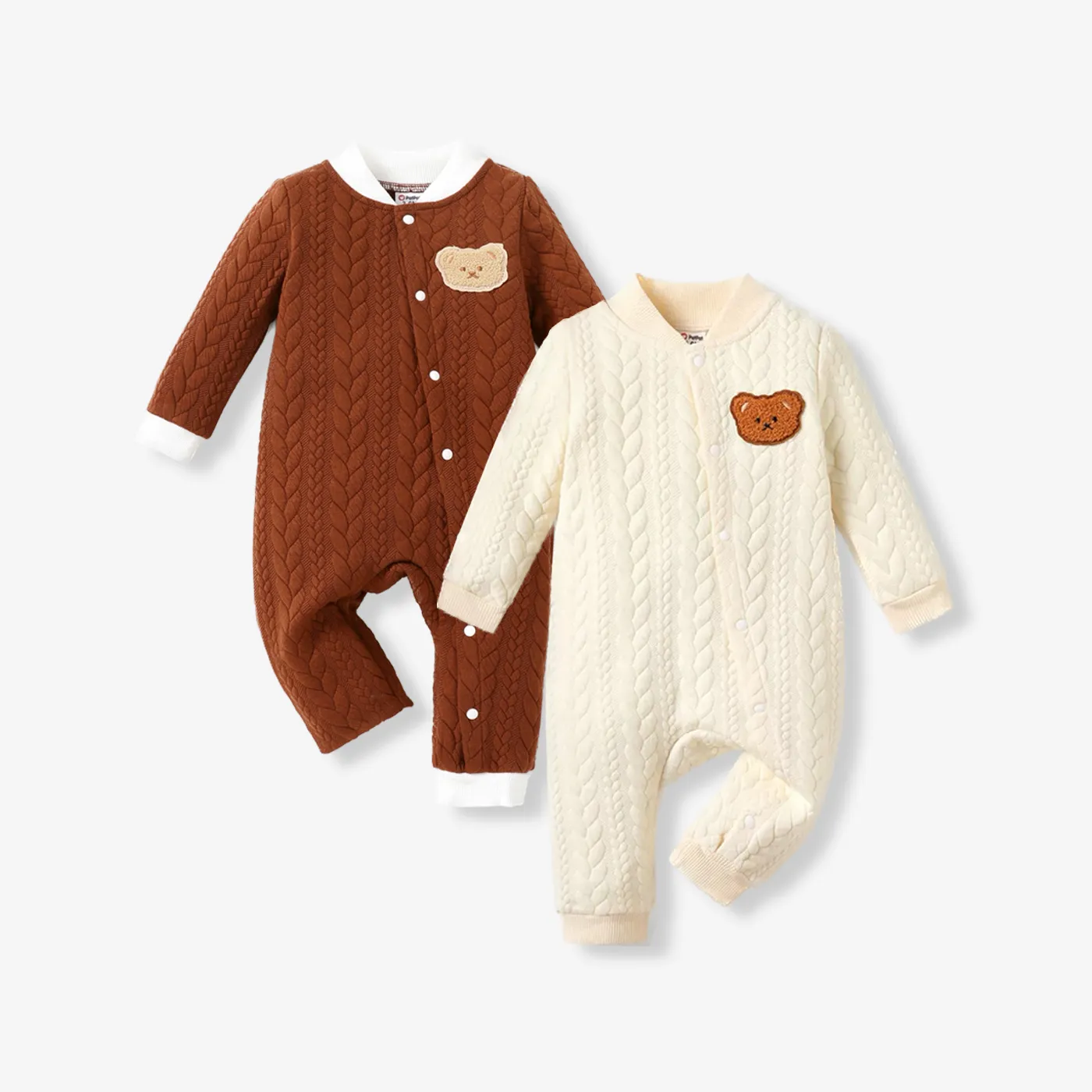 Baby Girl/Boy Bear Embroidered Knitted Jumpsuit