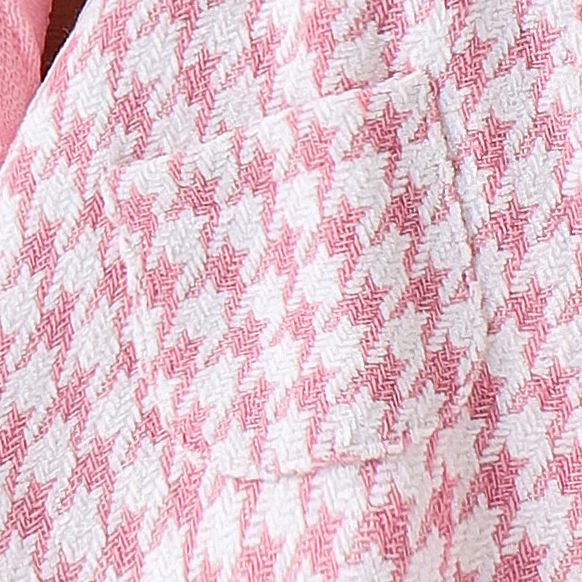 2pcs Baby Girl Sweet Grid/Houndstooth  Suit-Dress with Ruffle Edge Hot Pink big image 1