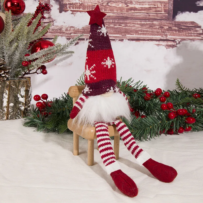 Christmas Scene Decoration - Knitted Forest Figure with Glowing Light-Up LED Strip and No-Face Doll Ornament  big image 1