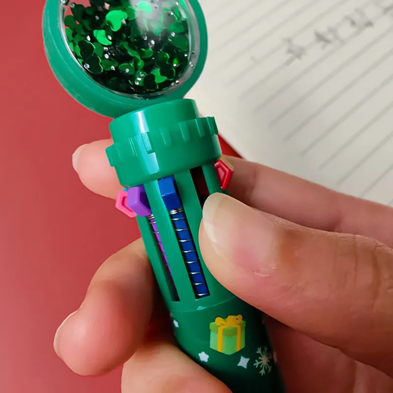 Set de bolígrafos de colores sólidos para Navidad para papelería en el hogar, unisex. Verde big image 1