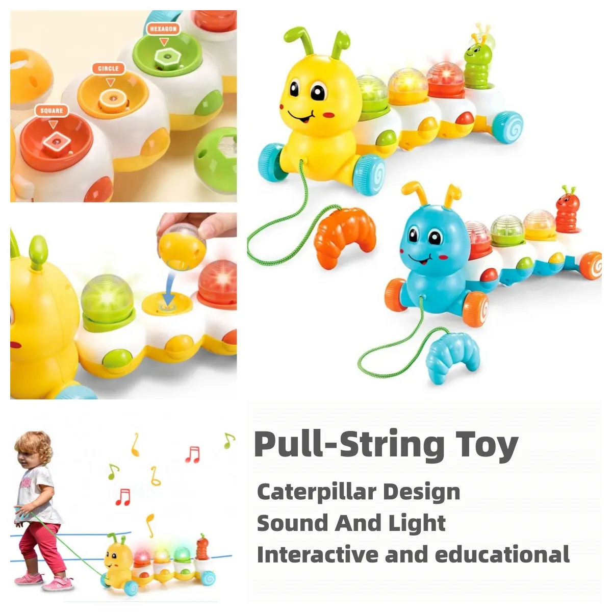 Early Education Pull-String Toy with Sound and Light for Toddlers/Kids