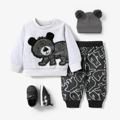 2pcs Baby Boy Childlike Style Bear Pattern Set 