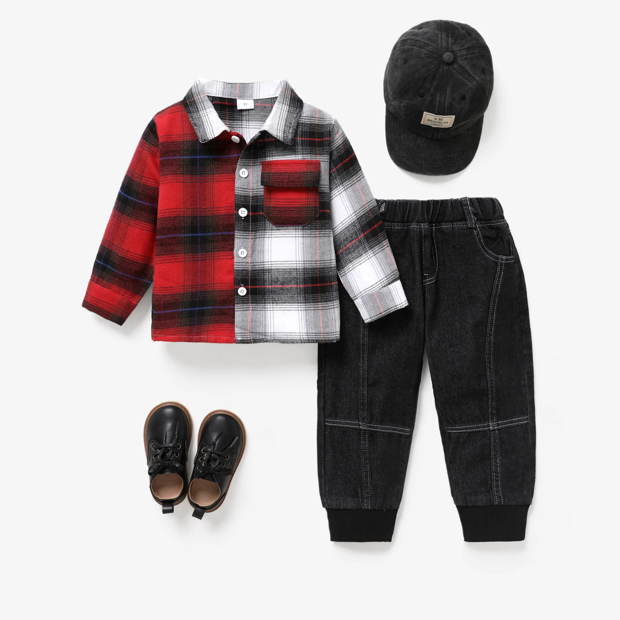 Toddler girl/boy Plaid Polo Long Sleeve Shirt Red image 6