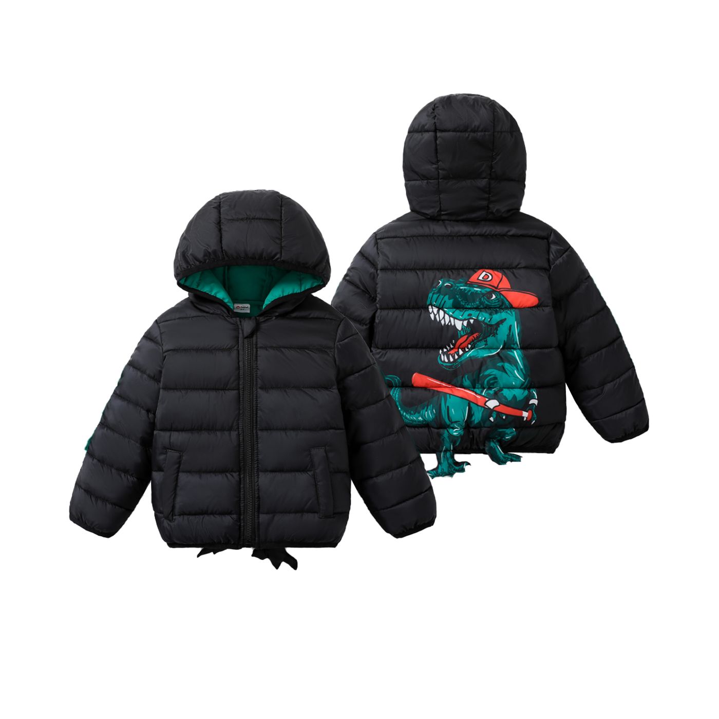 Enfant En Bas âge Garçon Dinosaure Animal Imprimé Manteau En Coton épais Moyen à Capuche Avec Mignon Design De Pieds De Dinosaure 3D