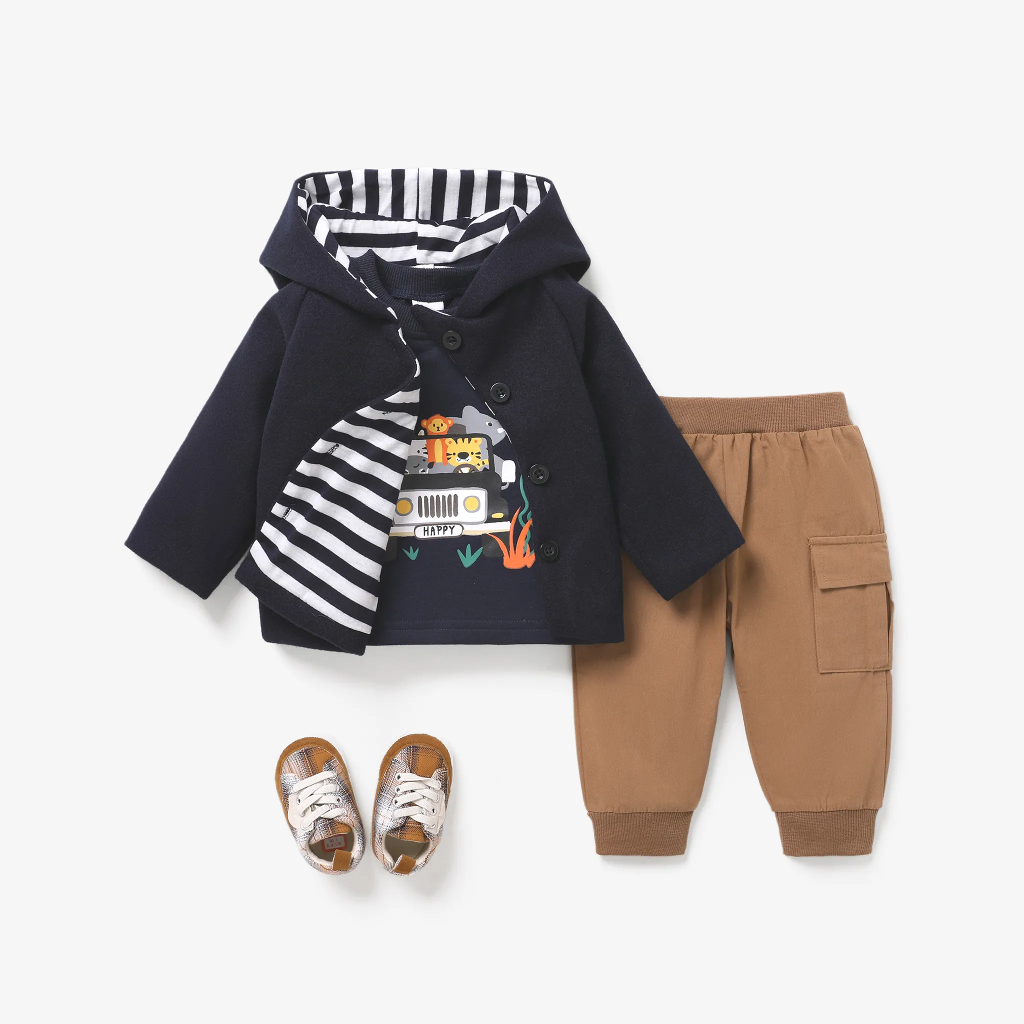 Baby Boy School Style Hooded Coat