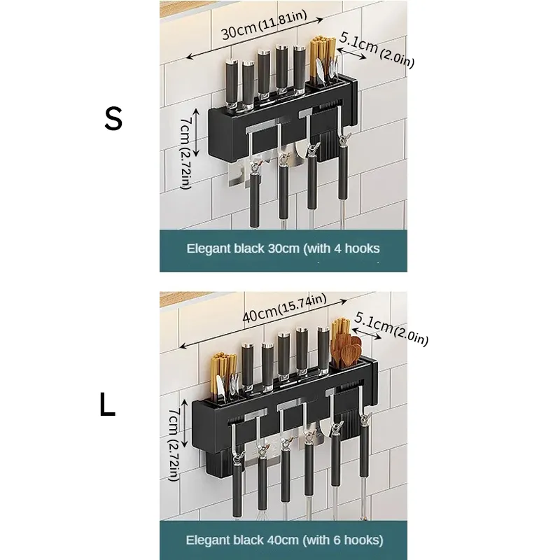 Stainless Steel Wall-Mounted Knife Rack with No Drilling Required  big image 1