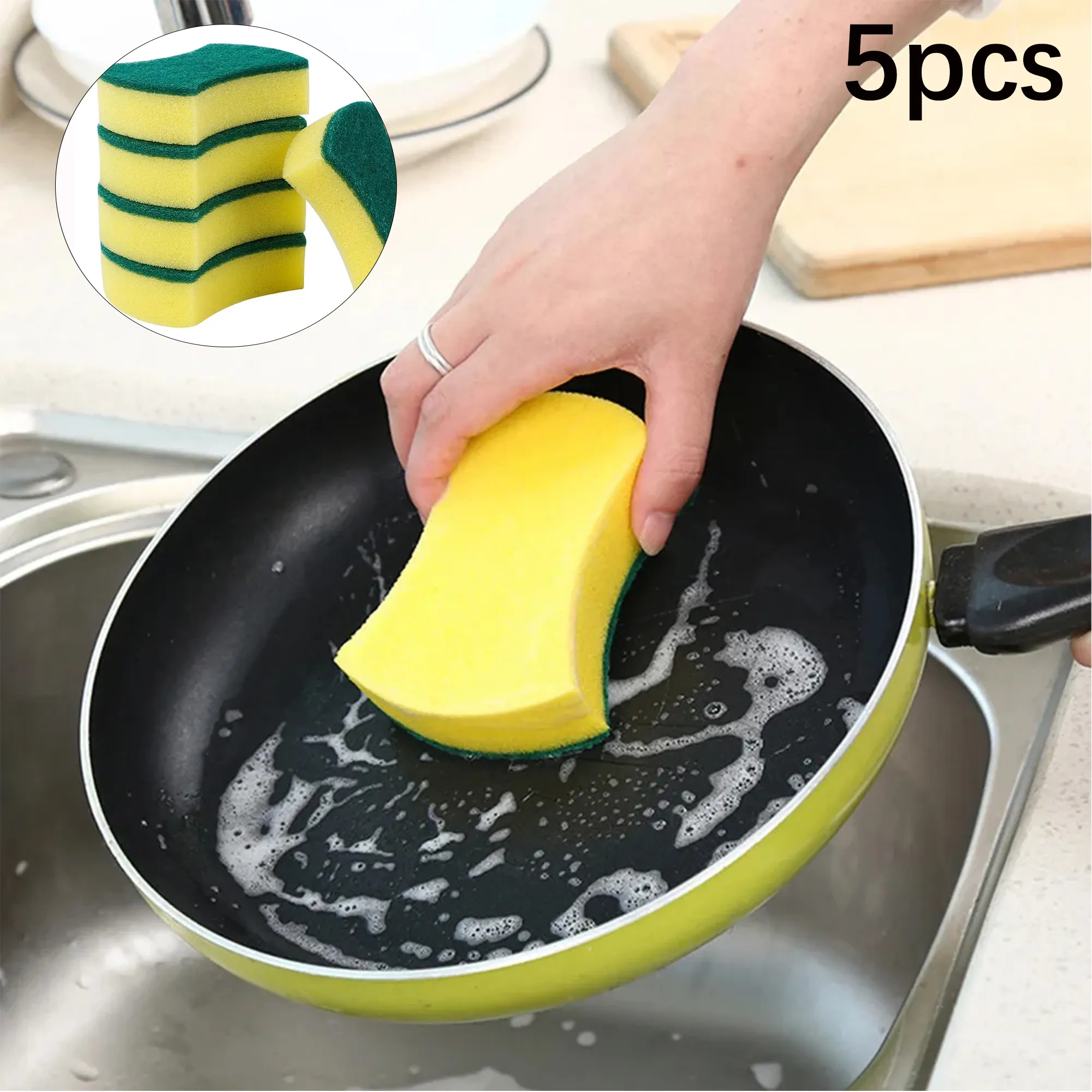 5-Pack Dishwashing Sponges: Cleaning Brushes
