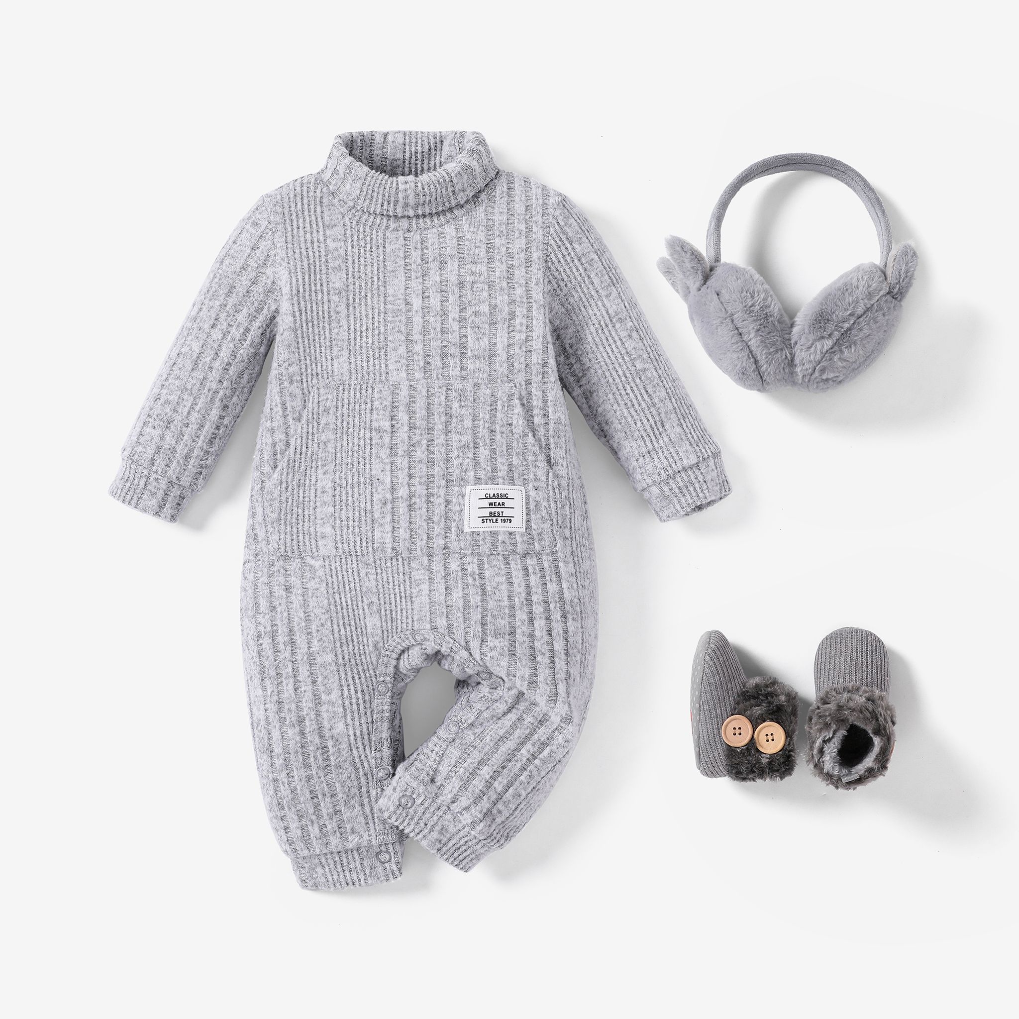 Multi Color Solid Long-sleeve Baby Jumpsuit